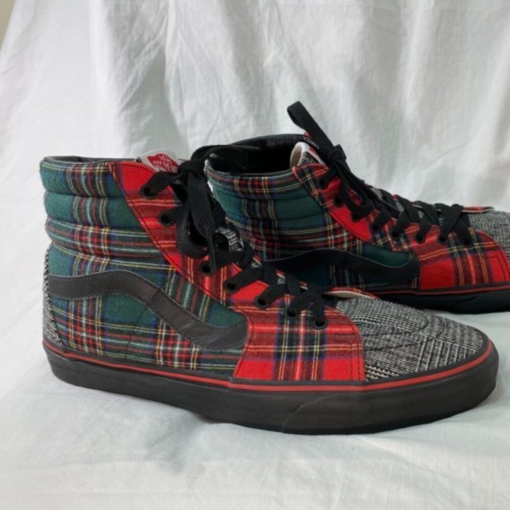 Vans SK8 -Hi Men's 11.5 - one-of-a-kind flannel personally designed - Like New